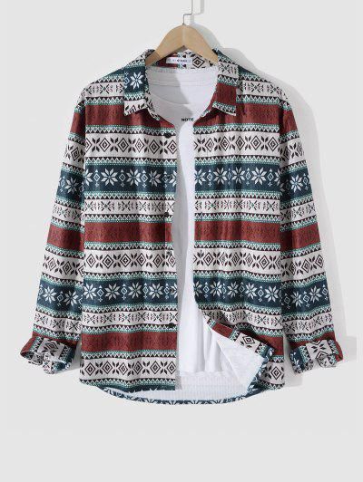 Ethnic Aztec Printed Button Up Casual Retro Shirt