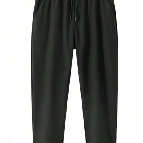Men Solid Black Trousers