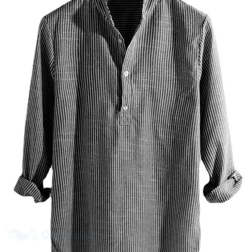 Men Spread Collar Cotton Casual Shirt