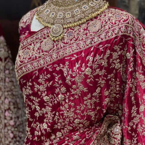 Rosewood Maroon Pashmina Linen Saree