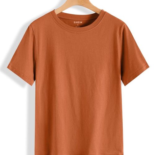 Solid Orange Crew Neck T-Shirt
