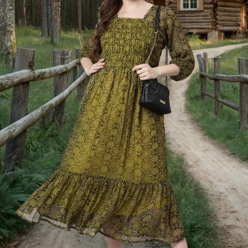 Black and Yellow Bandhani Printed Ethnic