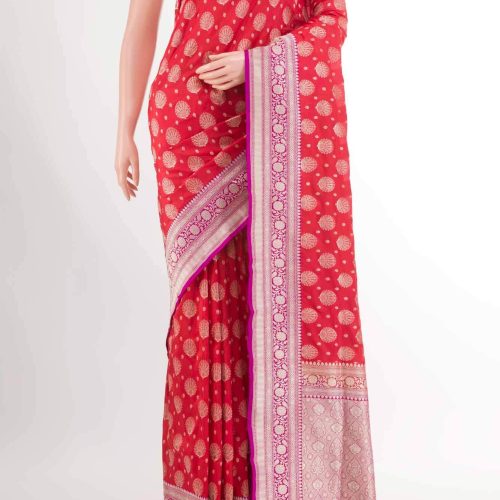 Red Blended Banarasi Silk Saree