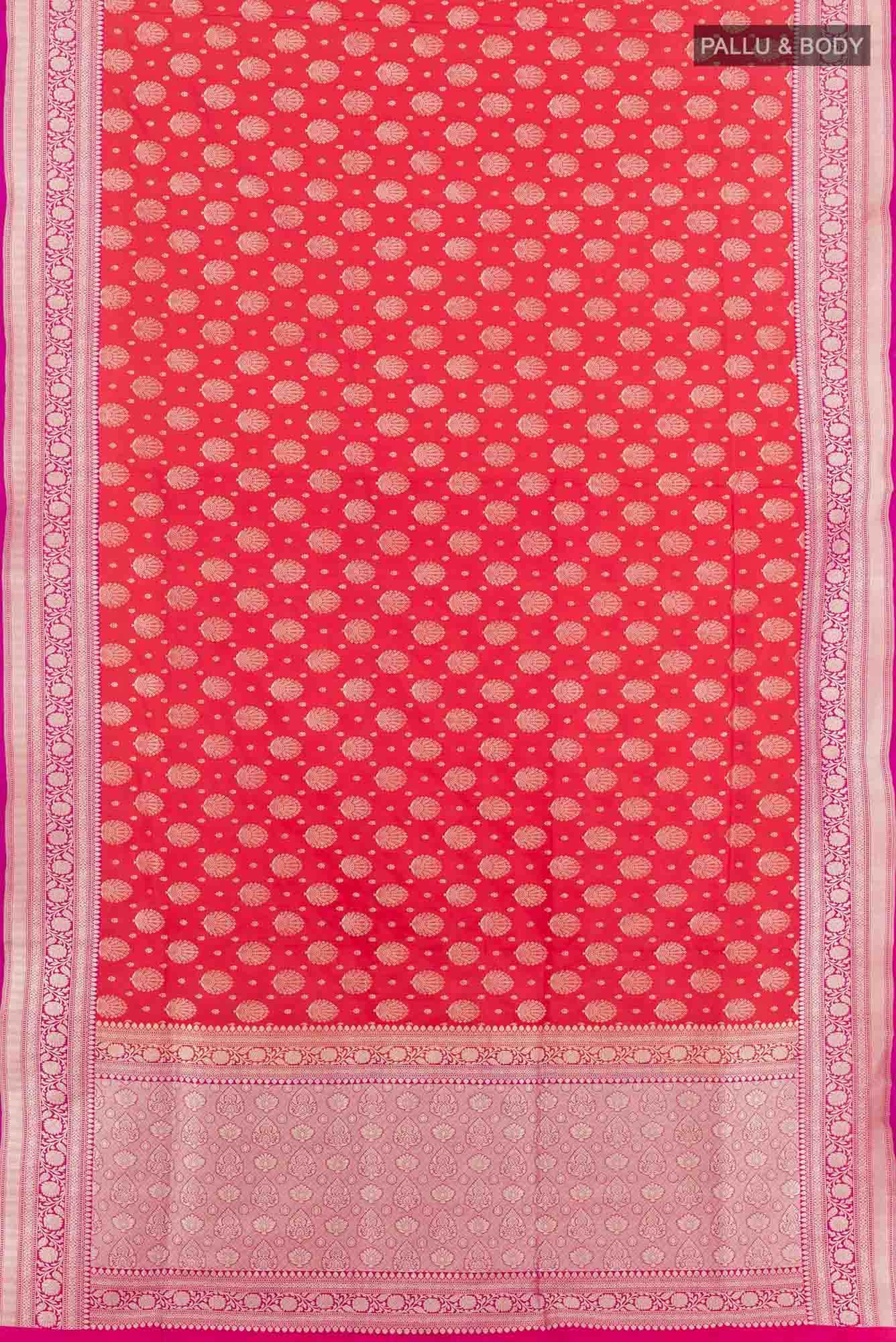 Red Blended Banarasi Silk Saree - Image 4