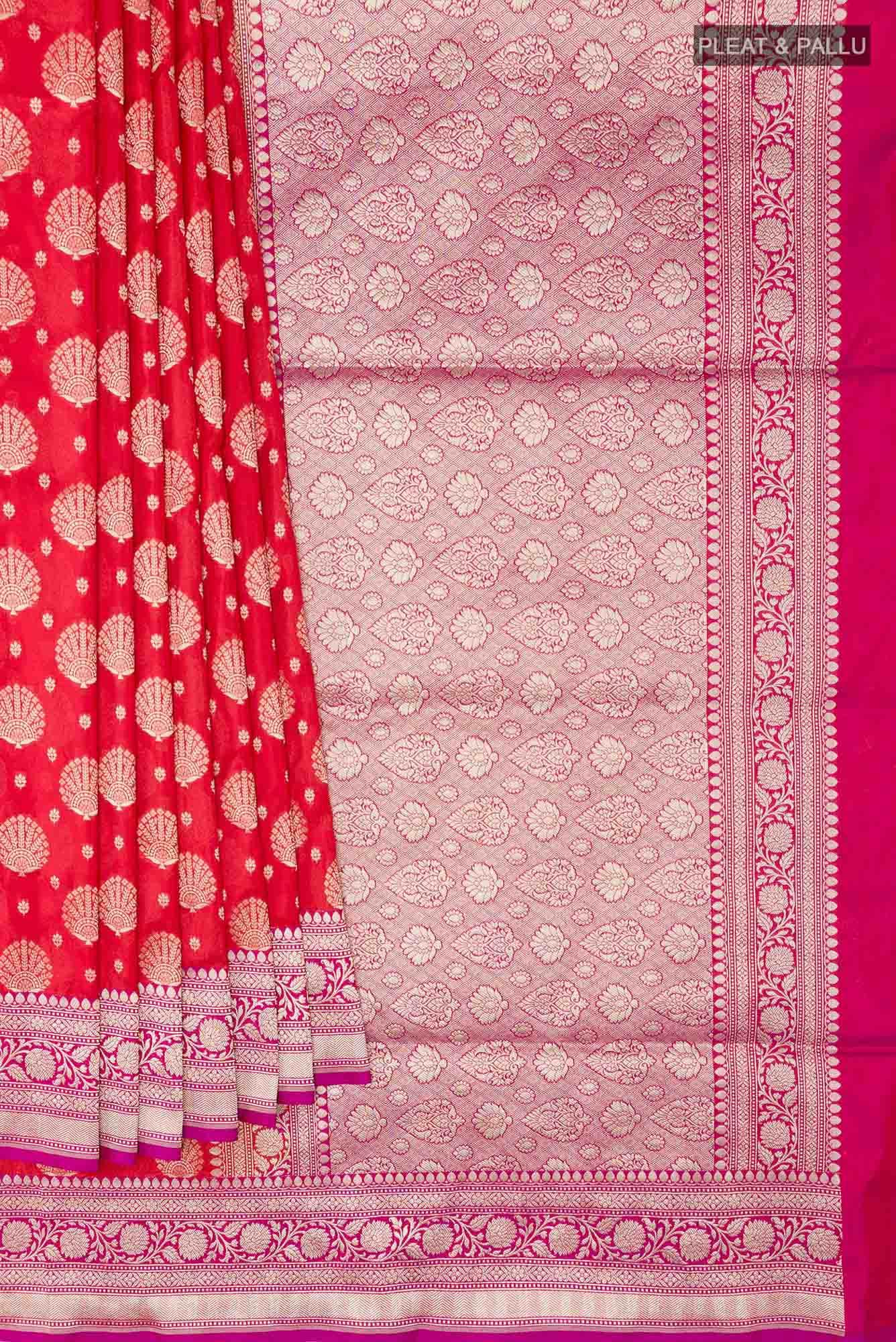 Red Blended Banarasi Silk Saree - Image 2