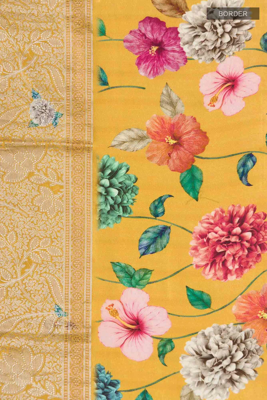 Yellow Banarasi Raw Silk Saree - Image 4