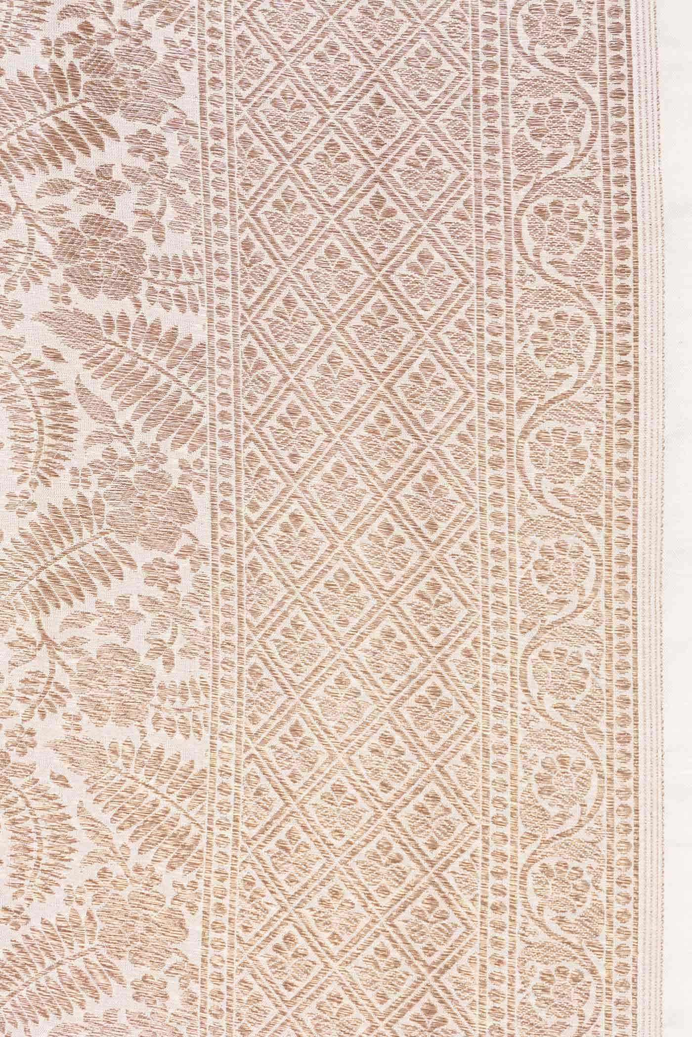 Beige Dual Tone Banarasi Silk Saree - Image 5