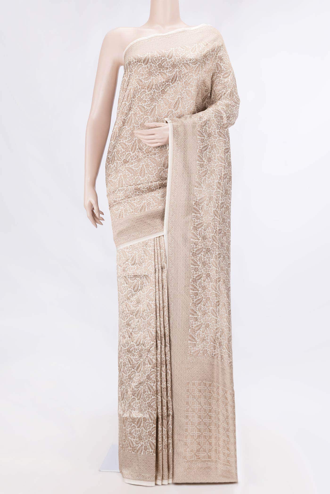 Beige Dual Tone Banarasi Silk Saree